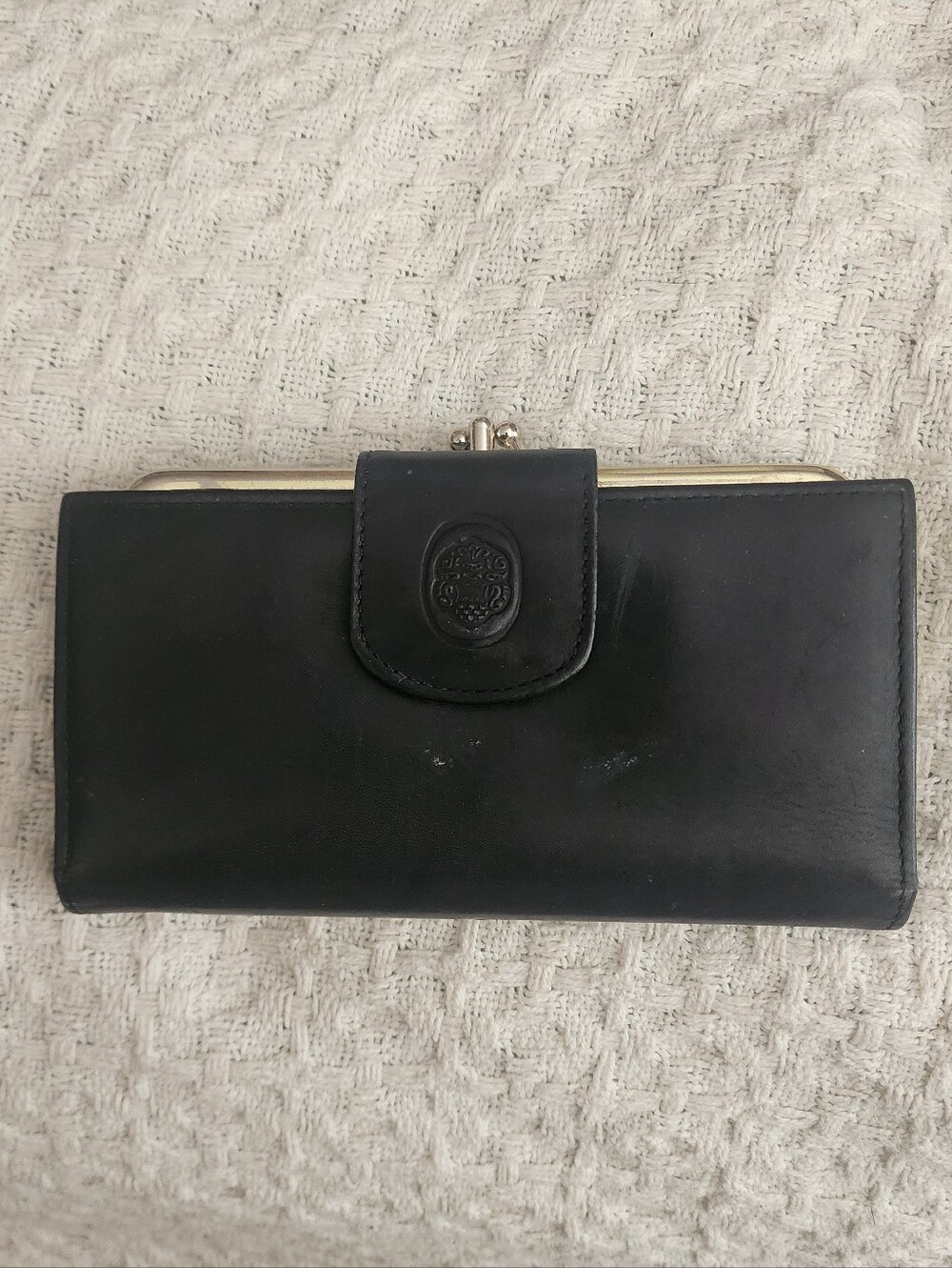 Vintage Mundi Genuine Leather Vrai Cuir Black Women's Wallet - Indexer Organizer